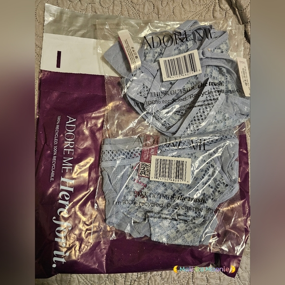 Adore Me Tatum Bra Set 36DD Blue with Panties - Picture 2 of 4